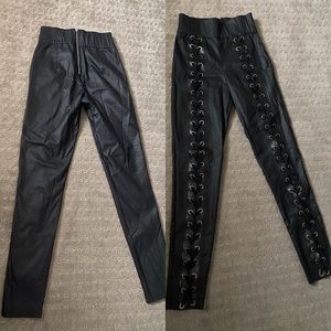 Tigermist faux leather lace up pants